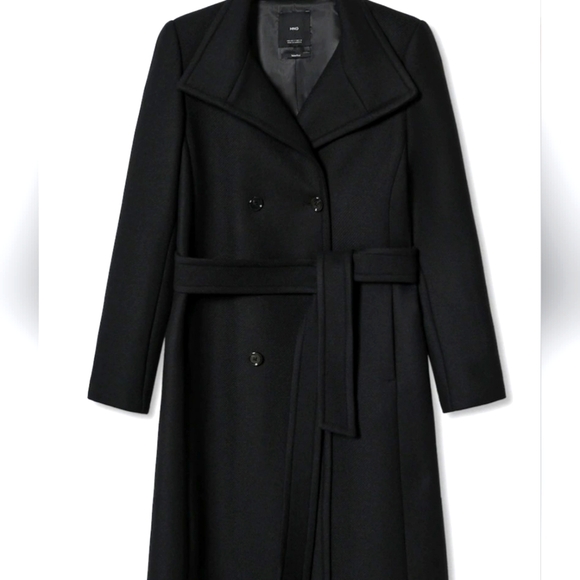 Mango Italian Wool Coat with Belt Size M - Picture 5 of 5